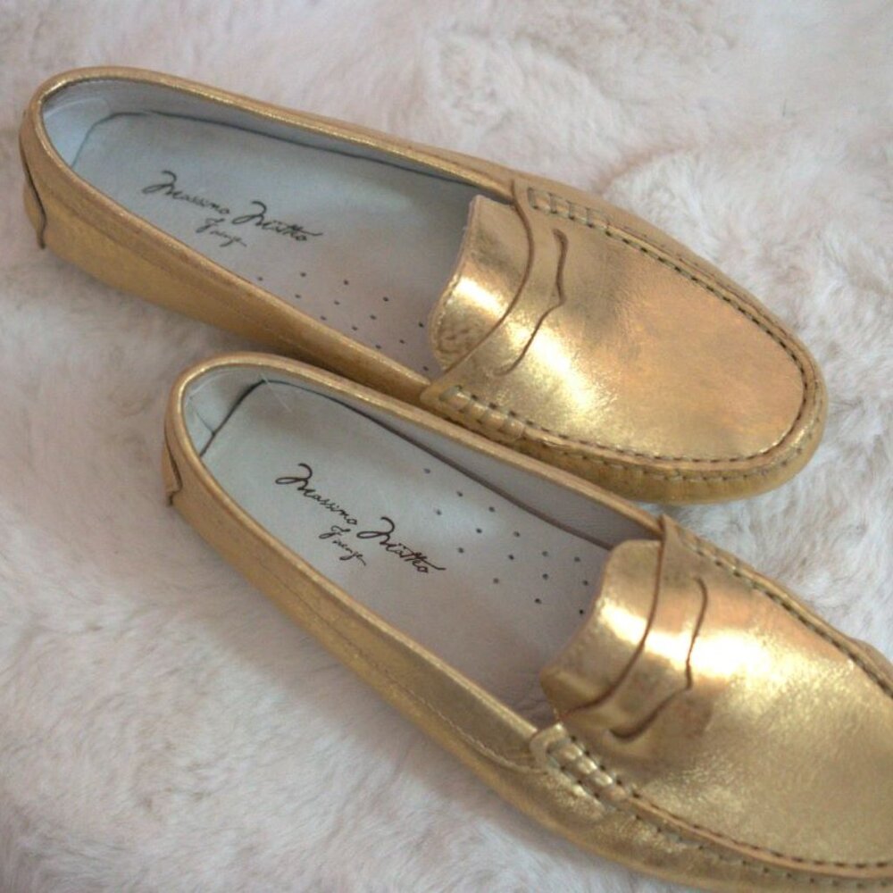 Massimo Matteo Firenze Penny Gold Driving Loafer